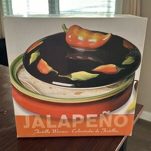 Clay Art "fiesta" hand painted tortilla warmer 9.5 inch